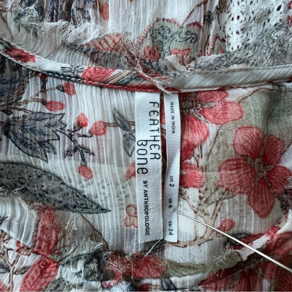 ANTHROPOLOGIE FEATHER & BONE NWOT FLORAL LACE ELENA BLOUSE | SIZE: 2 - Picture 10 of 10